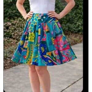 Lauren Ralph Lauren Skirt 100% Skirt Artsy Abstract Print Size 12 Side Zip Lined